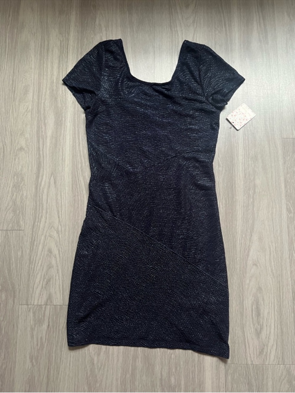 Free People Navy Textured Mini Dress Small Bodycon Scoop Back NWT